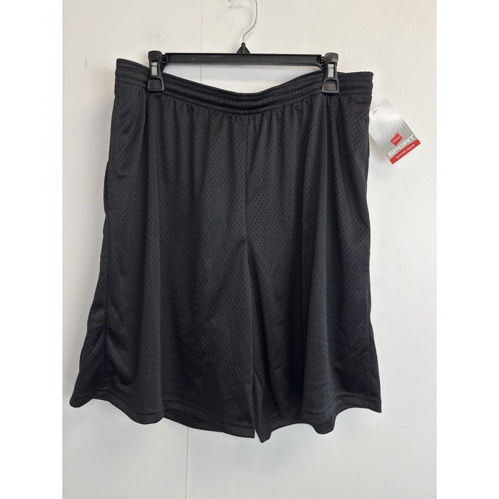 NEW Hanes Sport Activewear Shorts Men's XL Lightweight Athletic 9" Black Pockets